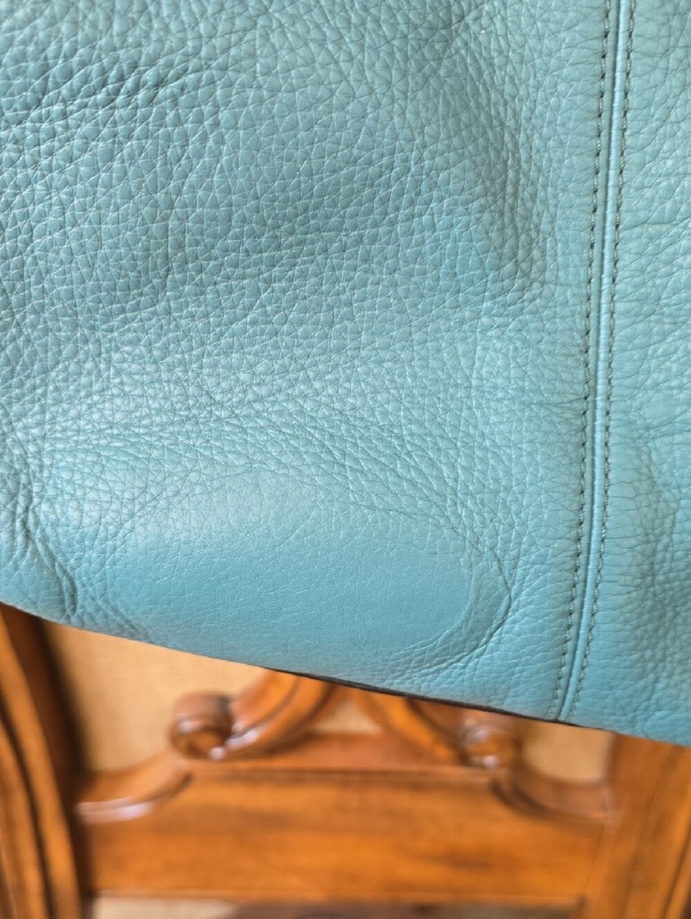 Turquoise pebble leather Coach Avery Shoulder Hobo handbag (model F23309) - Picture 7 of 16